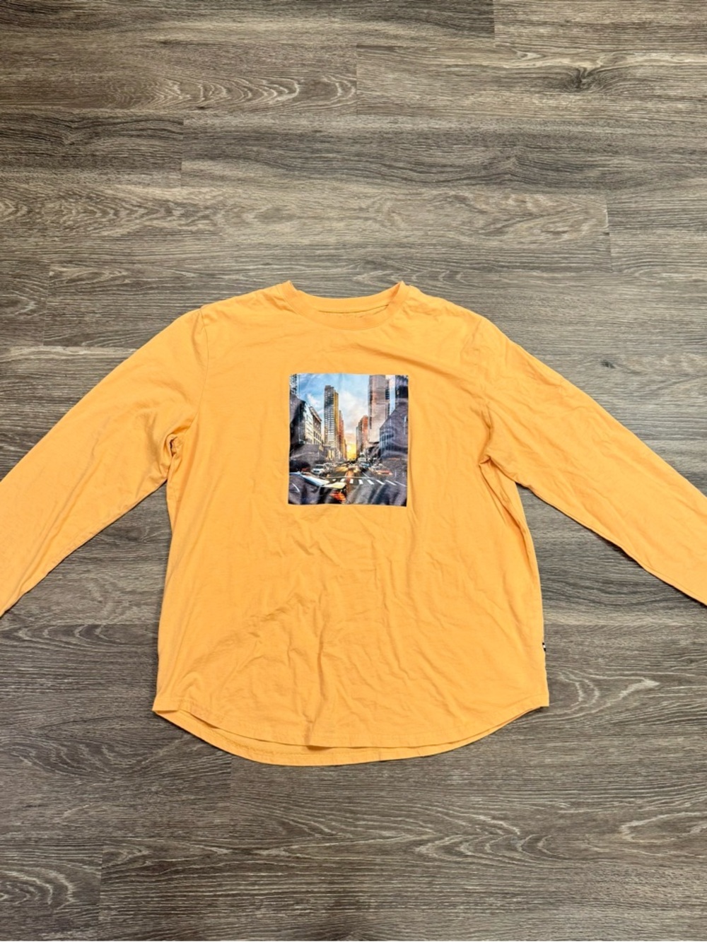 Edgar + Ash XL Orange City Graphic Long Sleeve Tee Streetwear Y2K